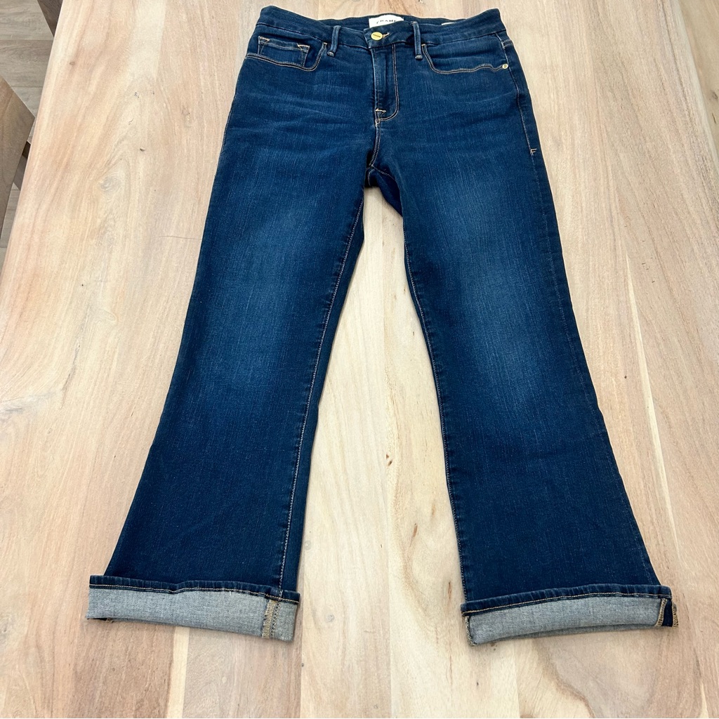 Frame Women's Blue Le Crop Mini Boot High Waist Denim Jean Pants Size 29